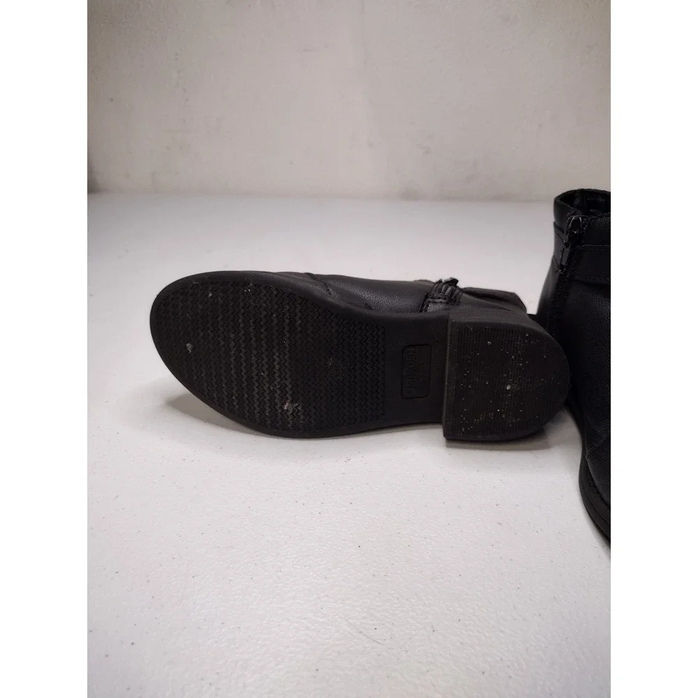 OshKosh Bgosh Mimi Black Faux Leather Buckle Ankle Boots Kids Size 12M